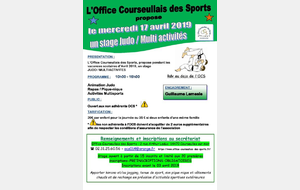 STAGE JUDO / MULTI ACTIVITES- Mercredi 17 avril 2019